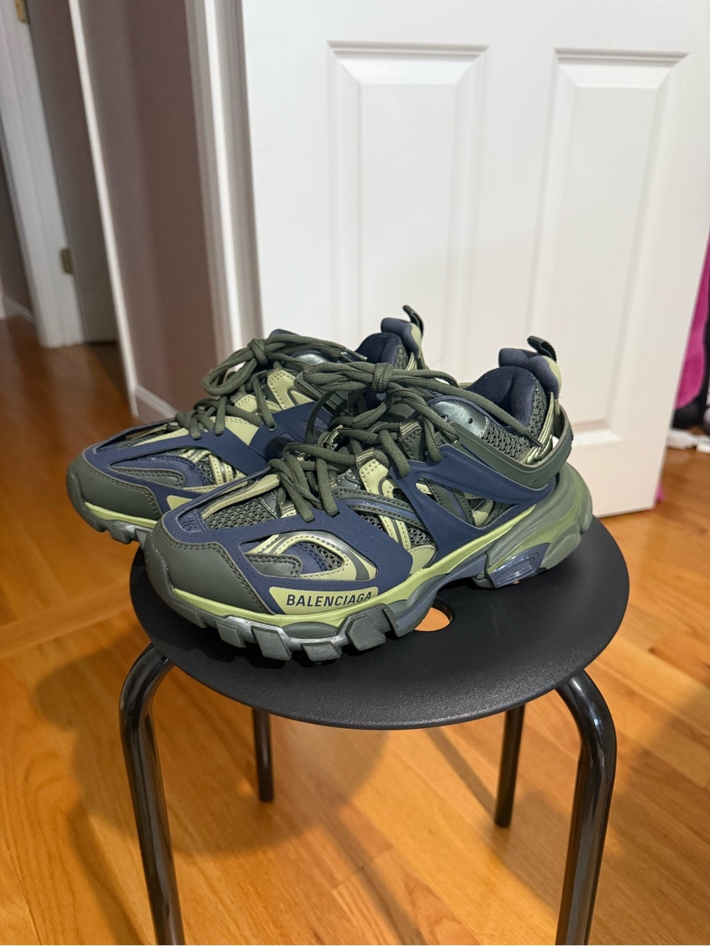 Balenciaga Olive Green & Navy Track Sneakers